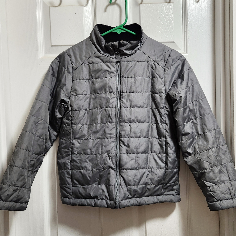 Kids Gray Quilted Jacket Youth Puffer Coat
